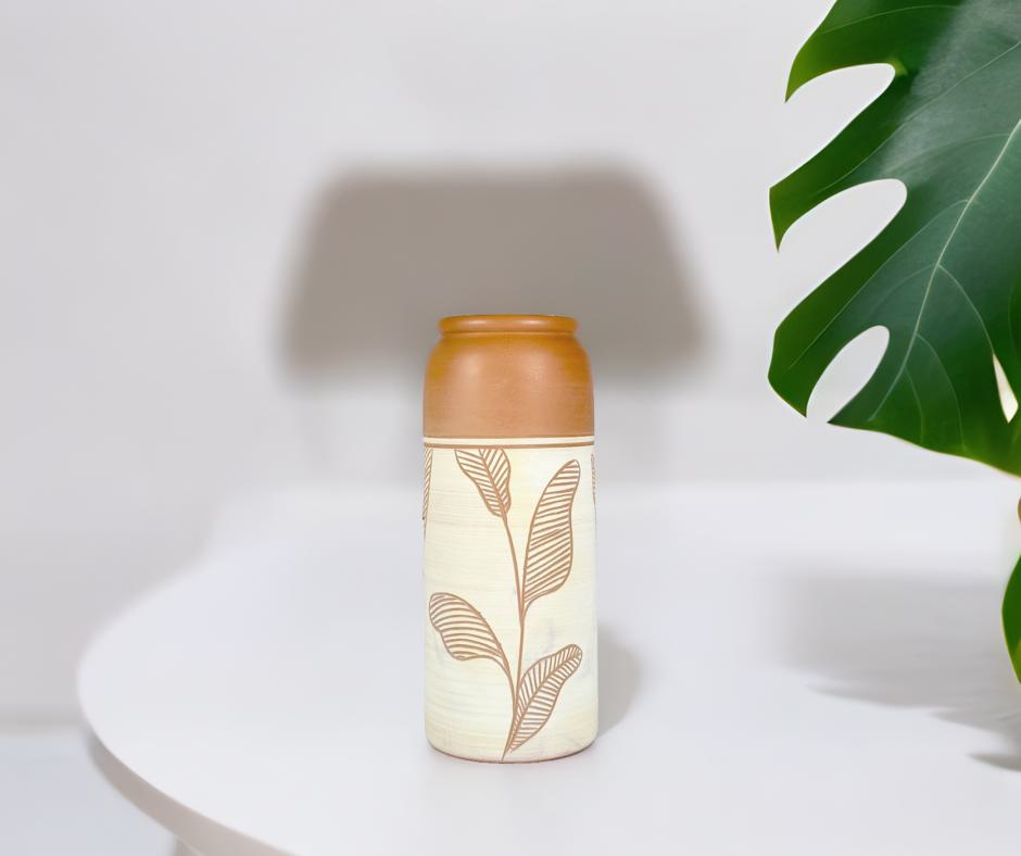 Leaf Elegance Terracotta Vase