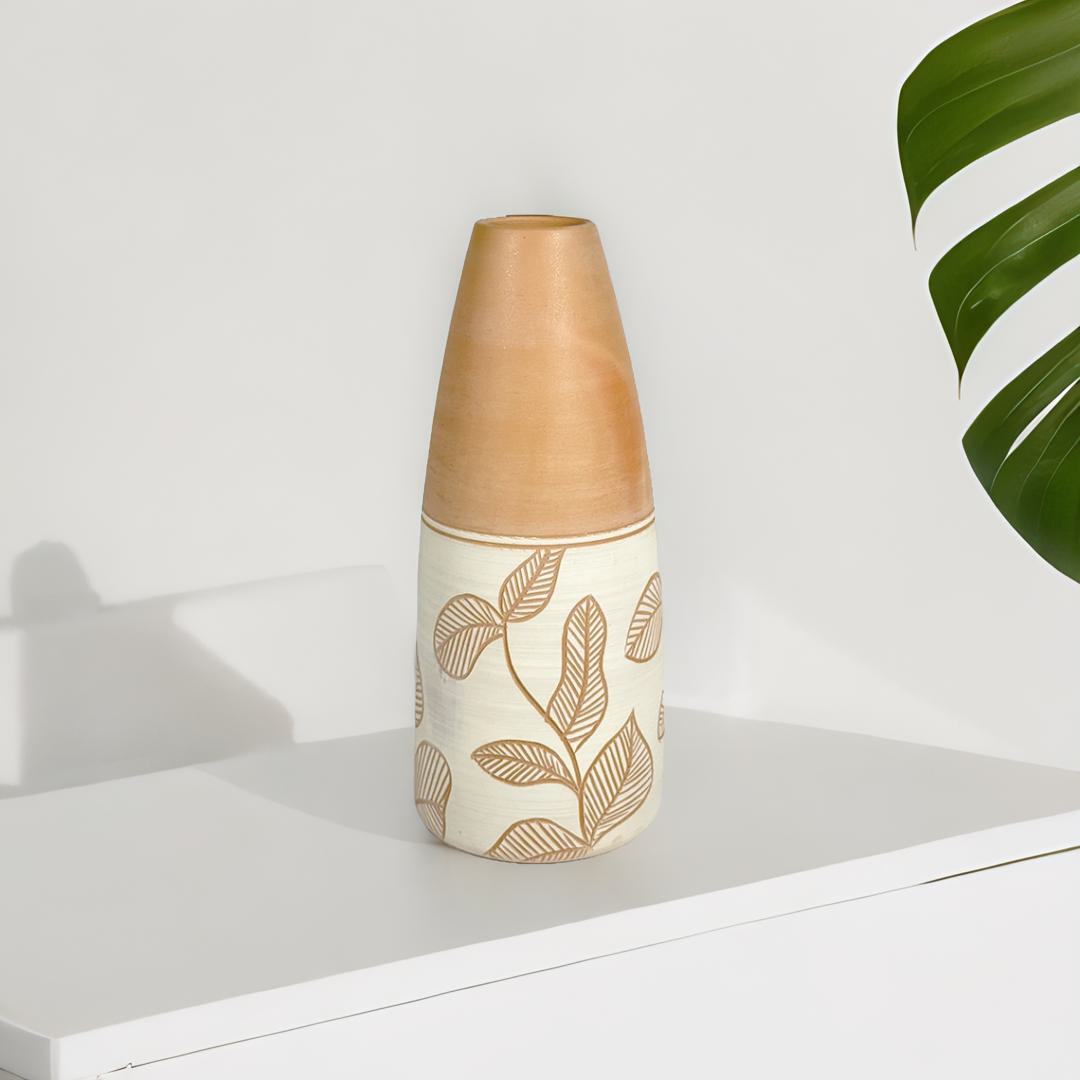Floral Grace Terracotta Vase