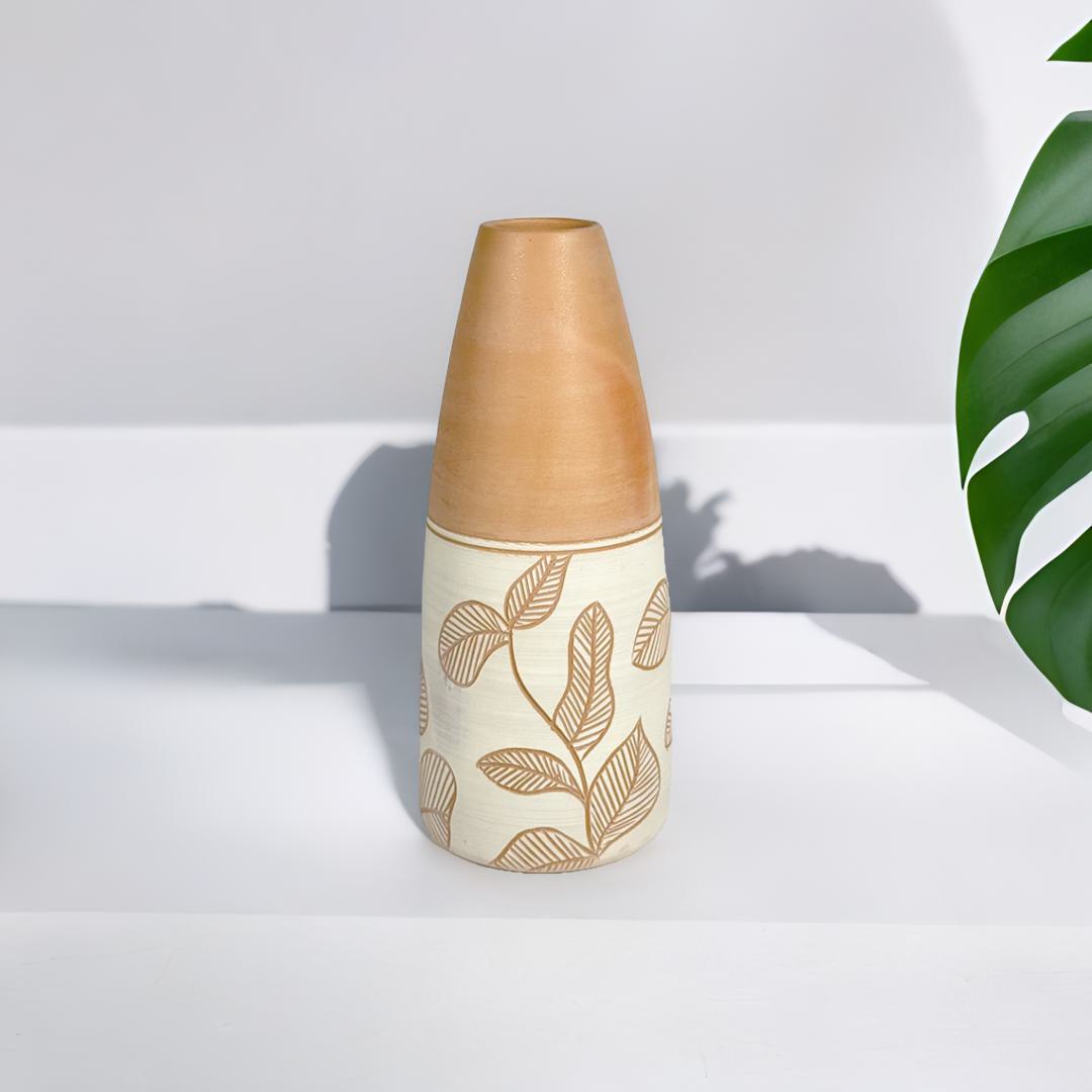 Floral Grace Terracotta Vase