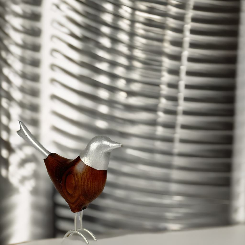 Silver Accent Wooden Bird