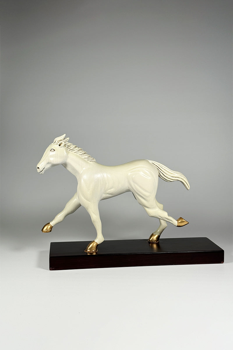 Golden Hoof Wooden Horse Figurine