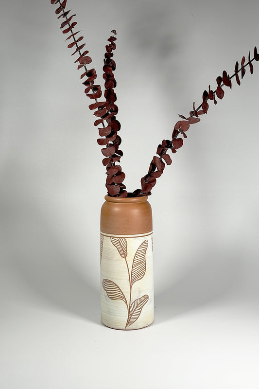 Leaf Elegance Terracotta Vase