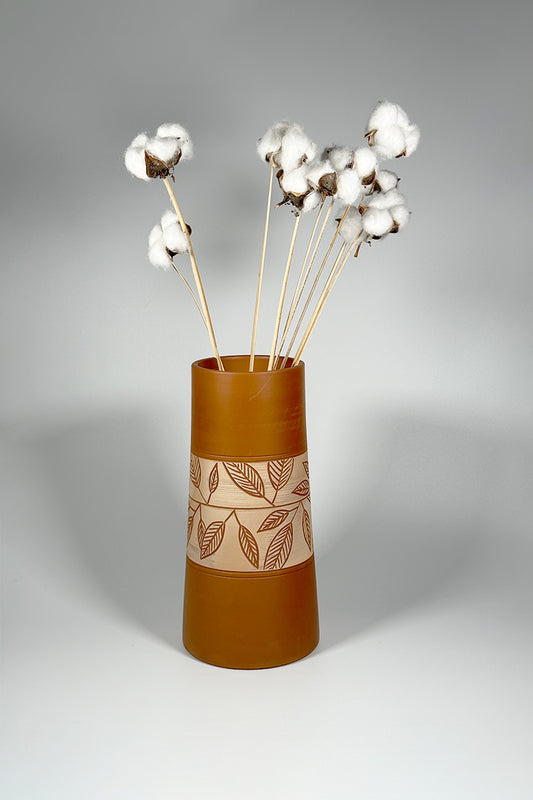 Rustic Leaf Terracotta Vase