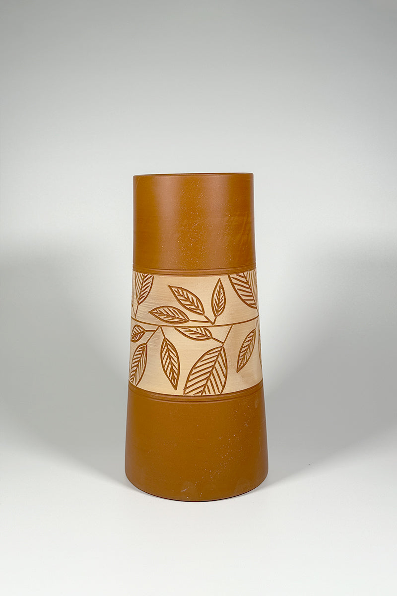 Rustic Leaf Terracotta Vase