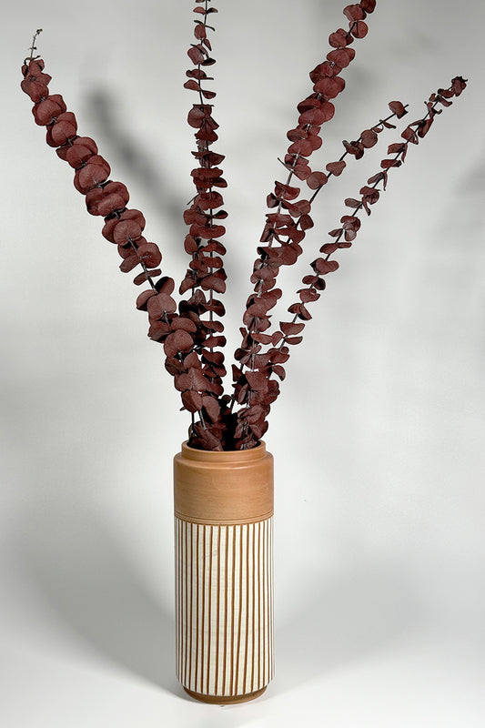 Striped Elegance Terracotta Vase