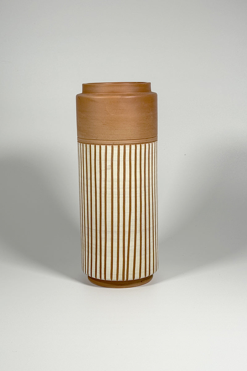Striped Elegance Terracotta Vase