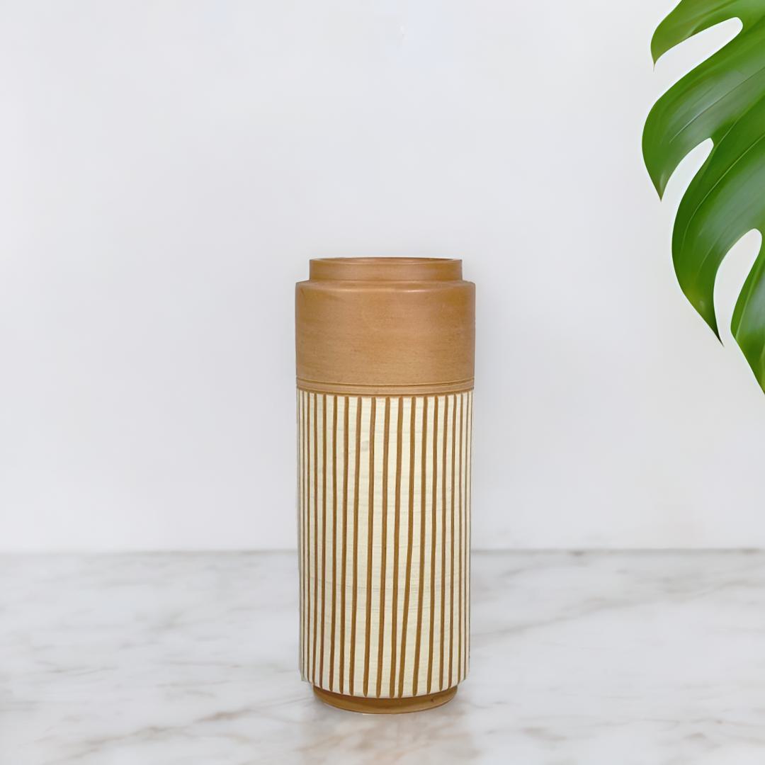 Striped Elegance Terracotta Vase