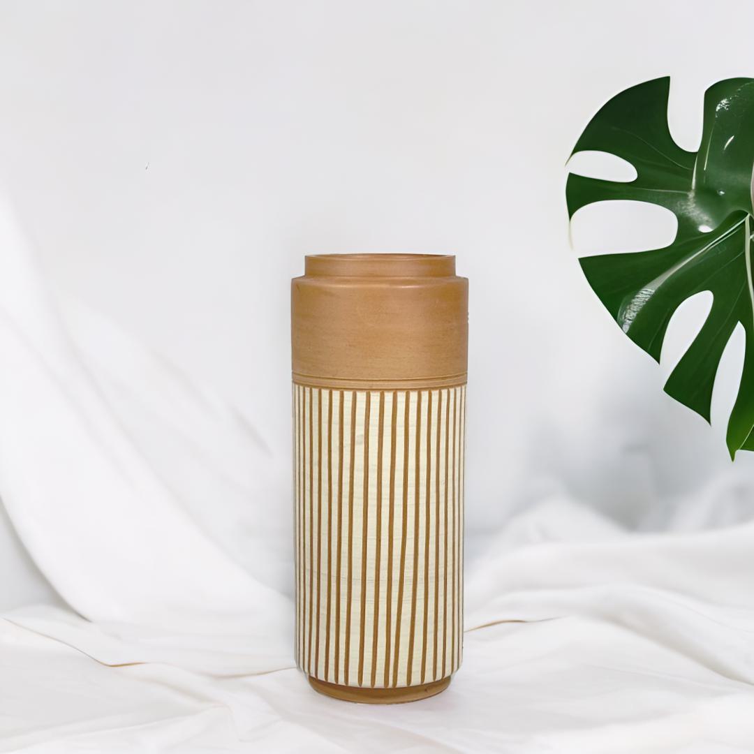 Striped Elegance Terracotta Vase