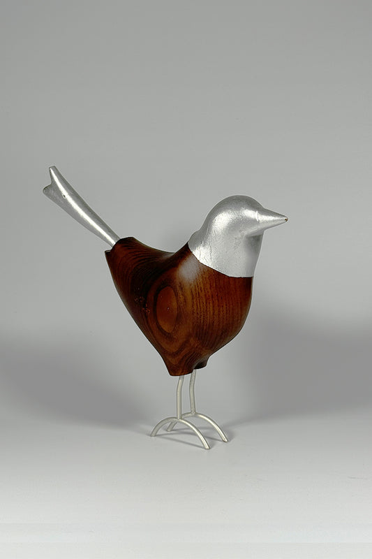 Silver Accent Wooden Bird