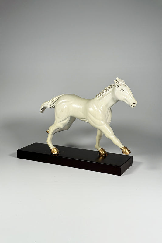 Golden Hoof Wooden Horse Figurine